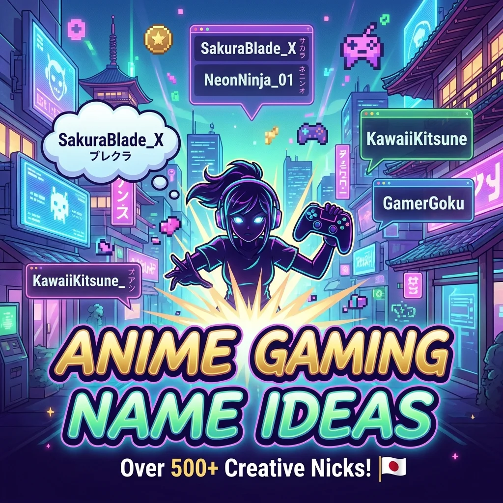 Anime gaming name ideas with cool, unique, and Japanese-inspired names for gamers