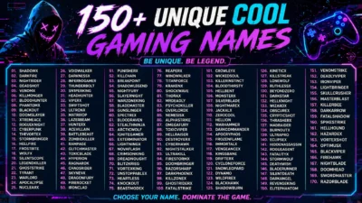 150+Unique Cool Gaming Names