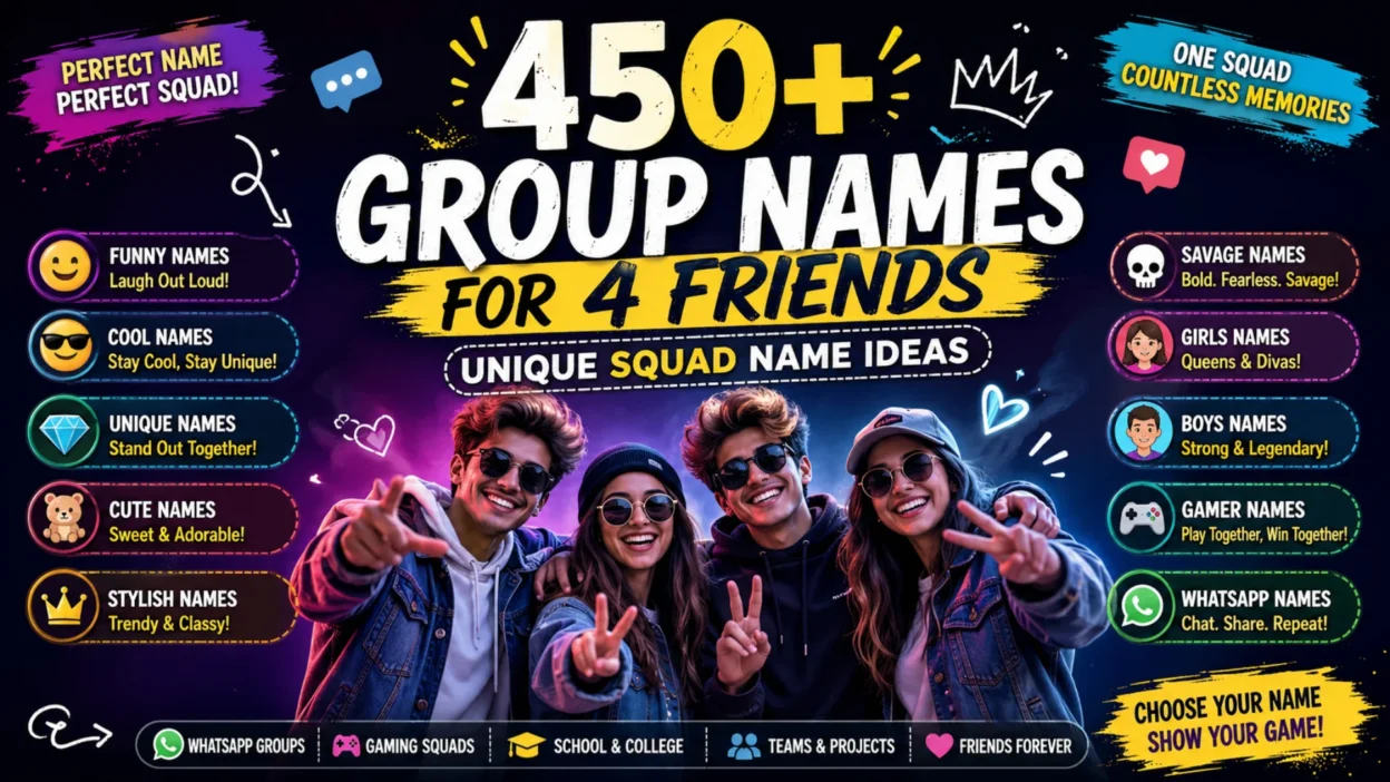 450+ Group Names for 4 Friends | Unique Squad Name Ideas 