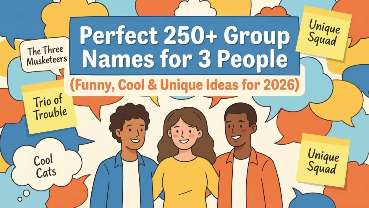 250+ Group Names for 3 People featuring funny, cool, and unique trio name ideas for 2026