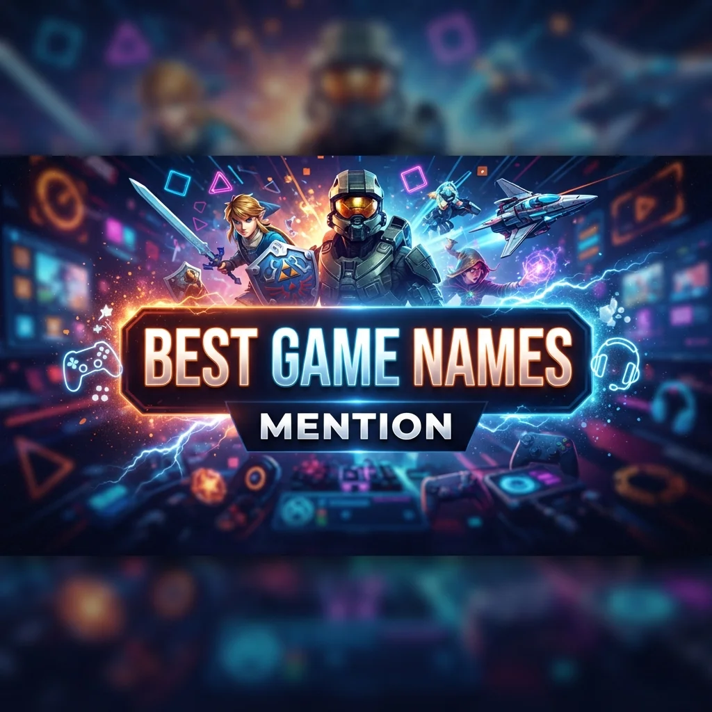 Best Game Names banner featuring bold gaming typography with colorful effects and creative gamer name ideas for 2026.
