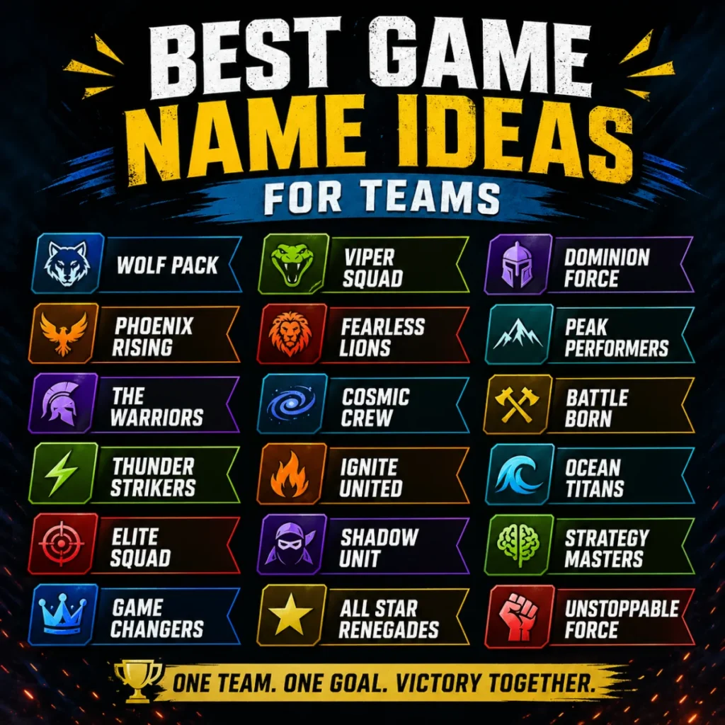 Best Game Name Ideas for Teams 