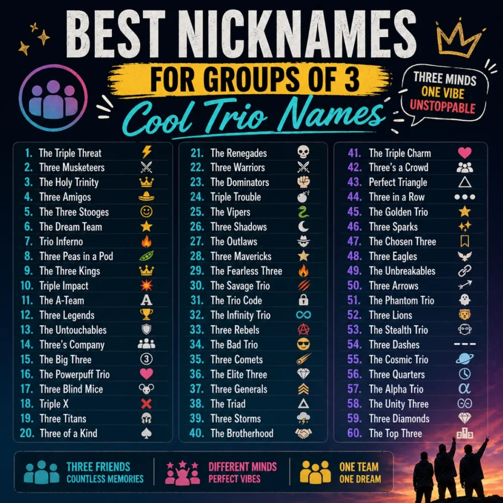 ❄️Best Nicknames for Groups of 3 Cool Trio Names