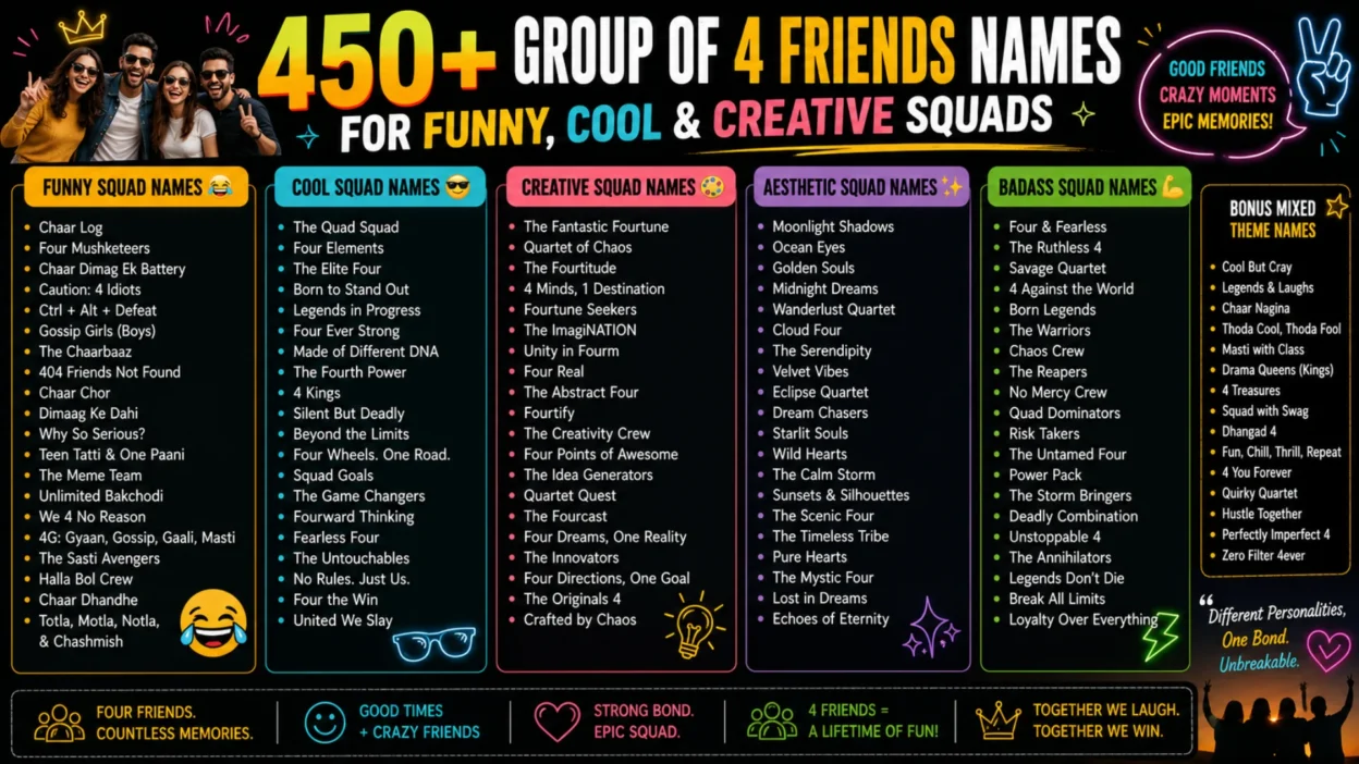 Group of 4 Friends Names
