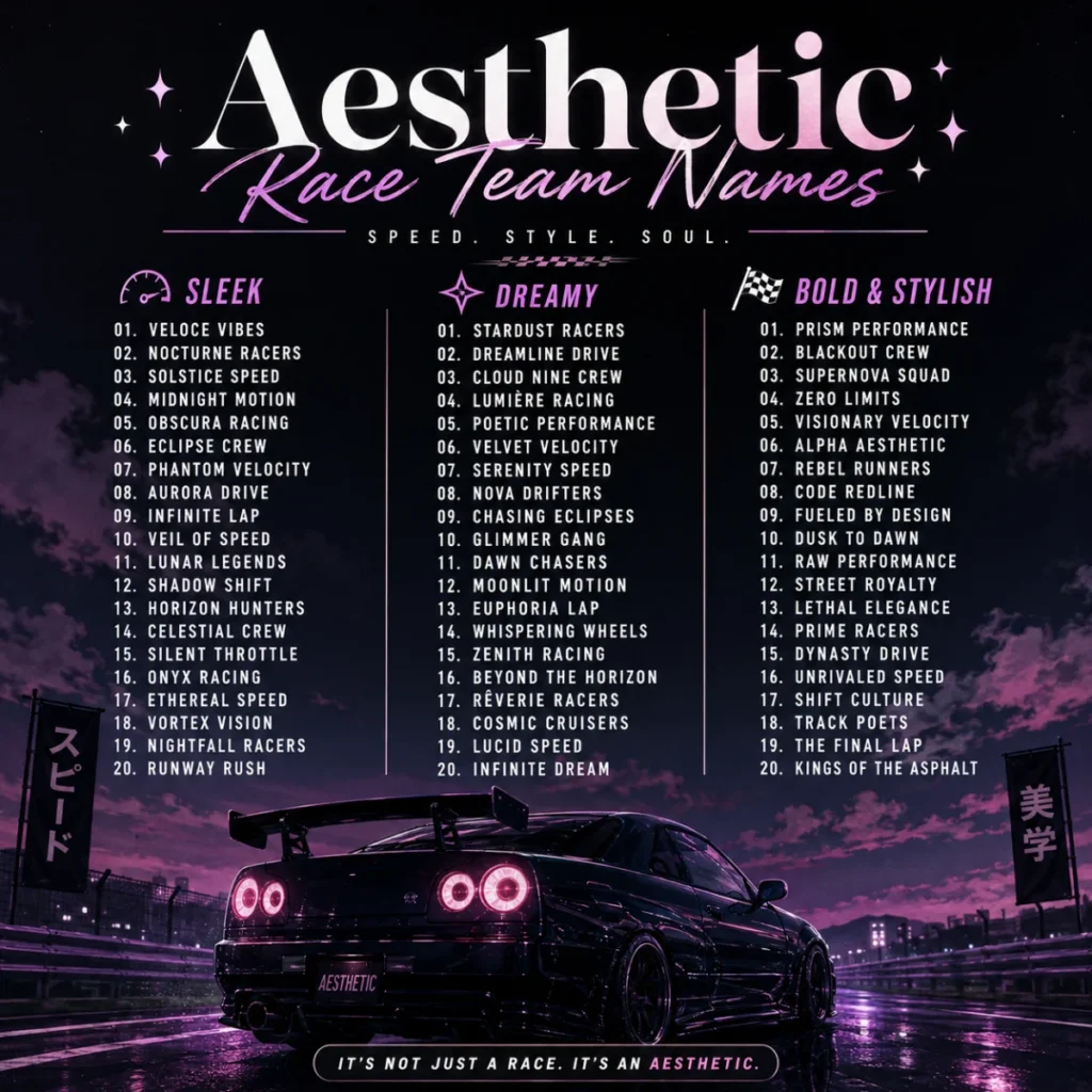Aesthetic Race Team Names ✨