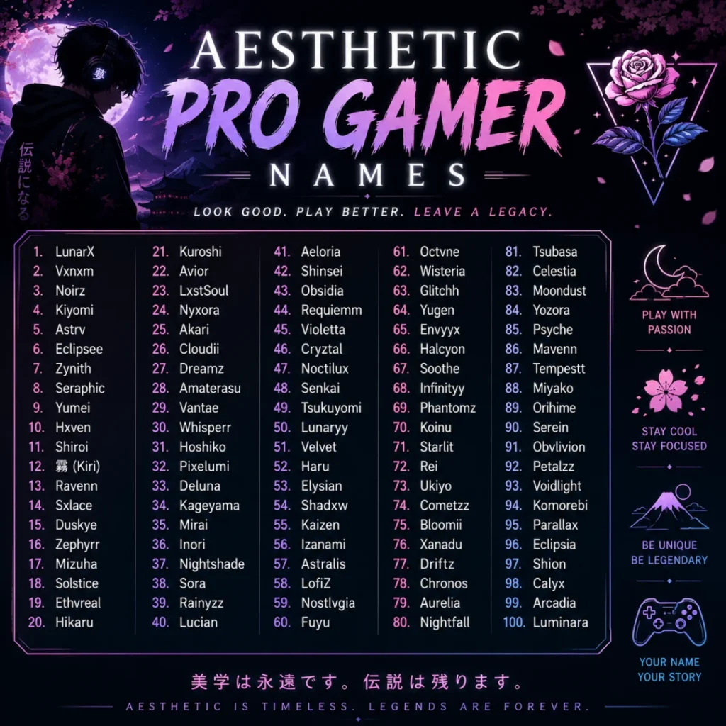 Aesthetic pro gamer names