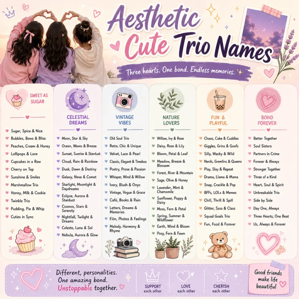 Aesthetic Cute Trio Names โจ