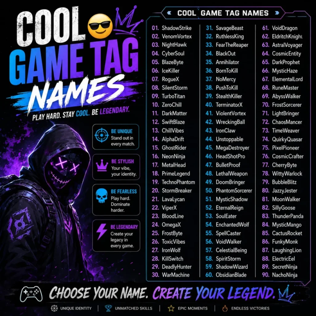 Cool Game Tag Names 😎
