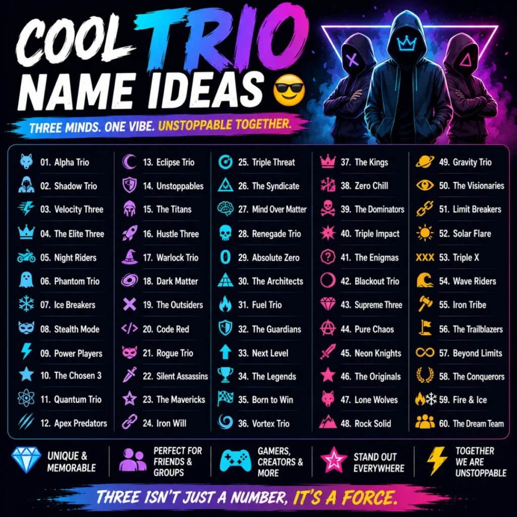 Cool Trio Name Ideas ๐