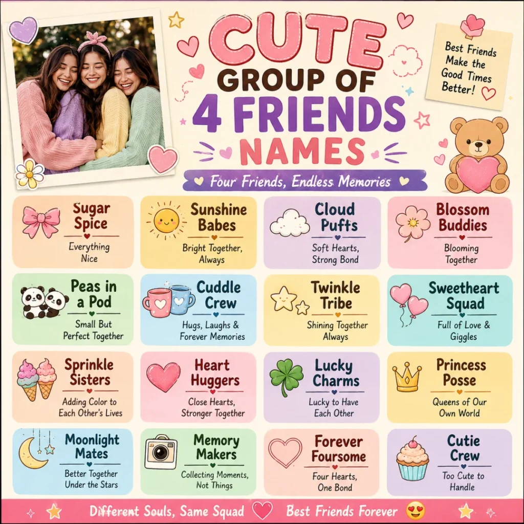 Cute Group of 4 Friends Names 🥰