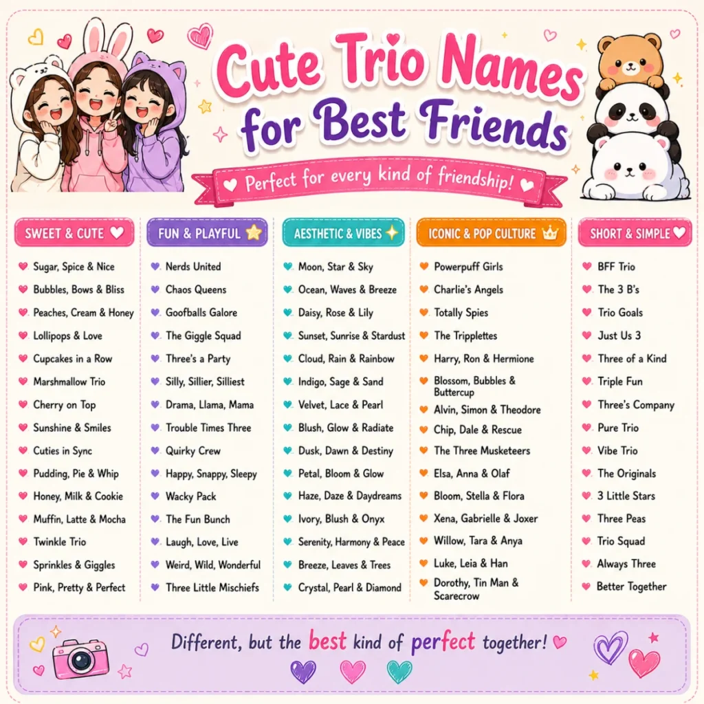 Cute Trio Names for Best Friends 🥰