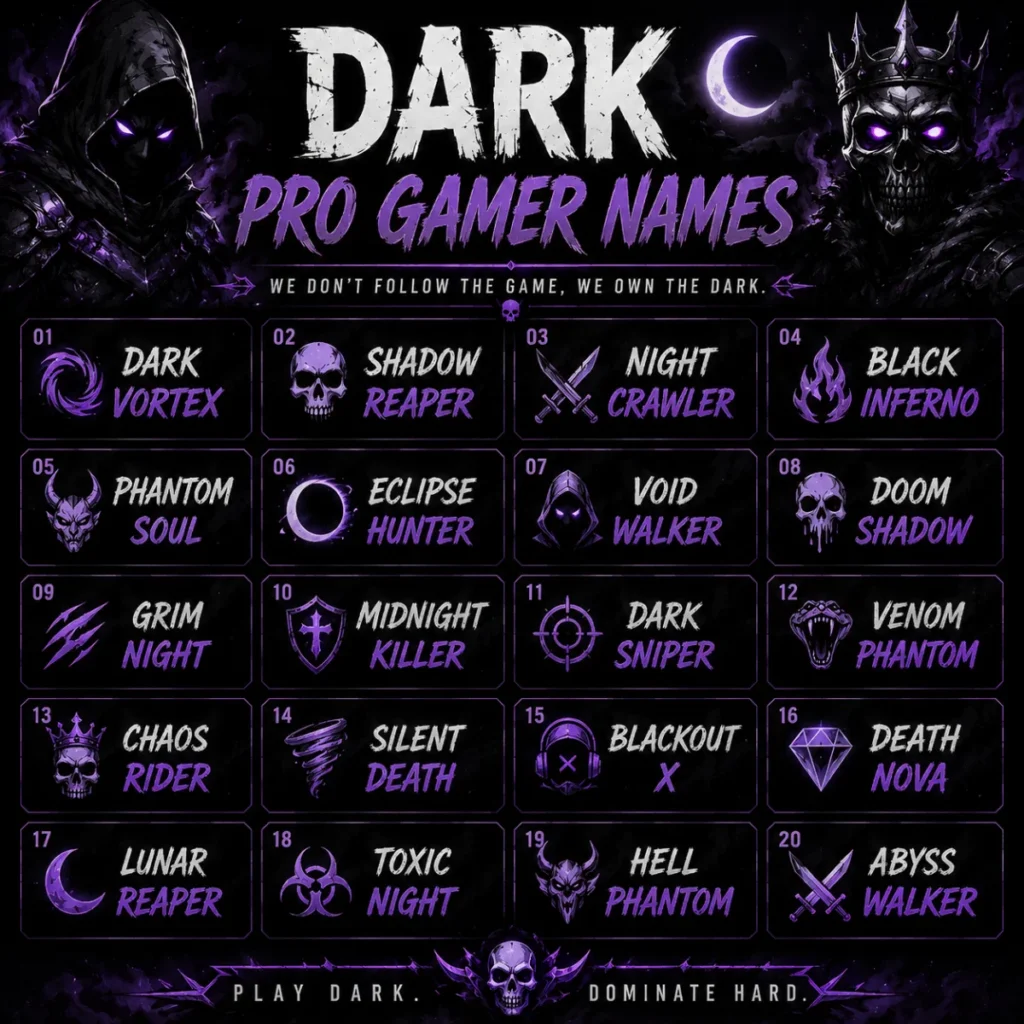 Dark Pro Gamer Names 🌑