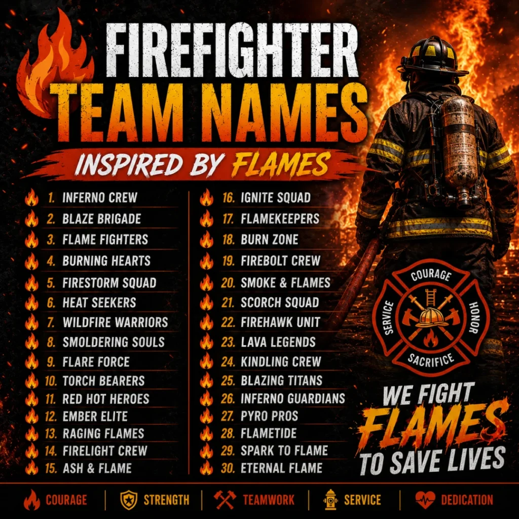 π₯ Firefighter Team Names Inspired by Flames