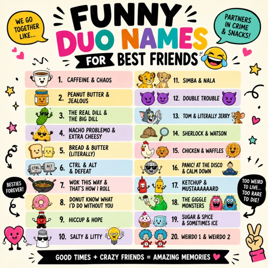 Funny Duo Names for Best Friends 😂