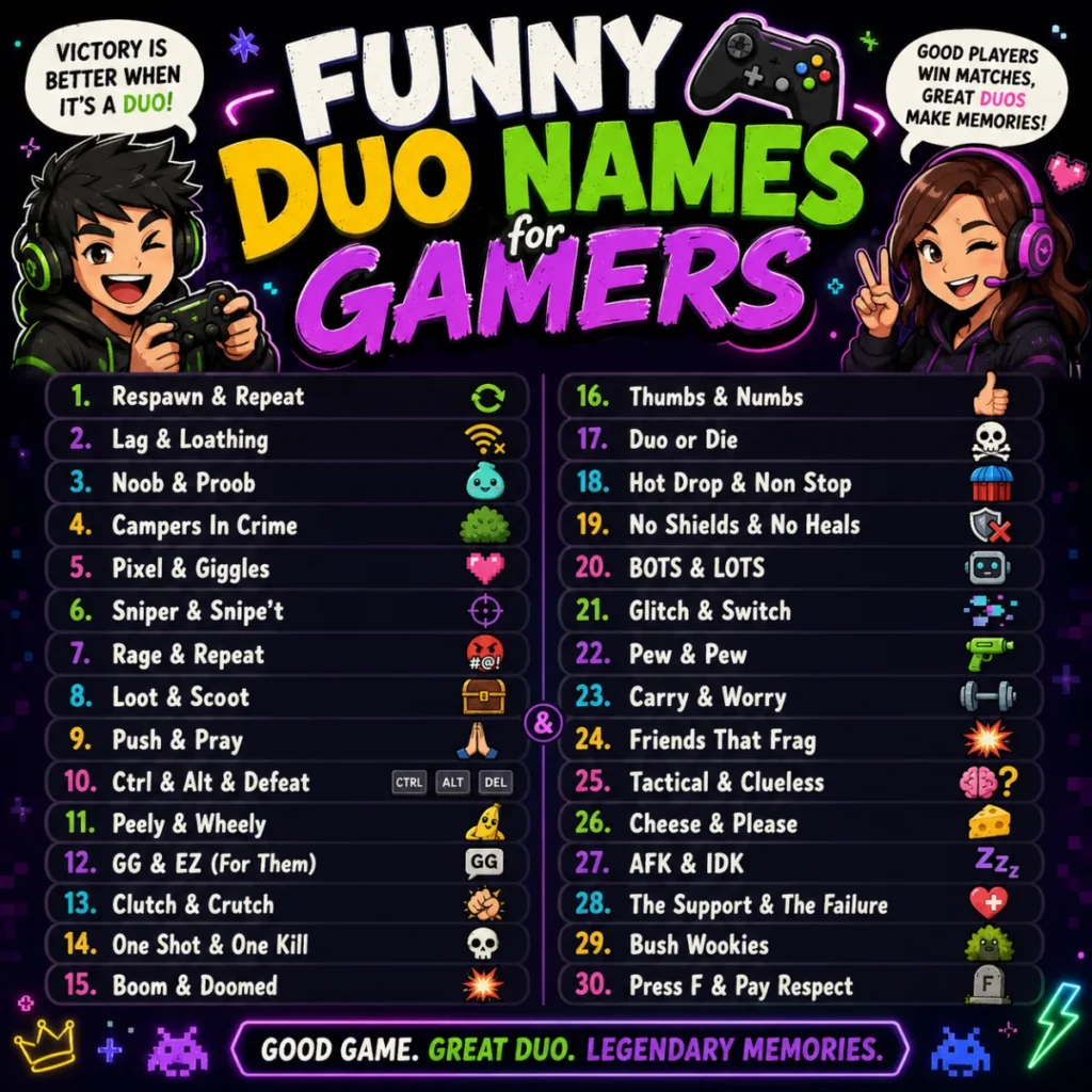 Funny Duo Names for Gamers 🎮