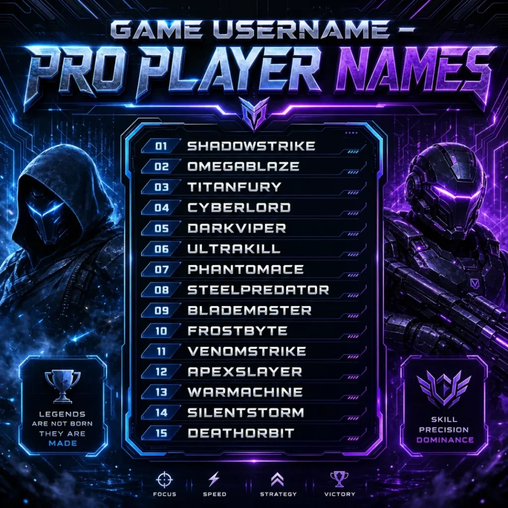  Game Username – Pro Player Names ⚡