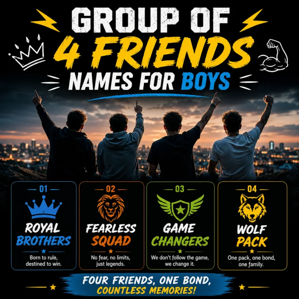 Group of 4 Friends Names for Boys 💪