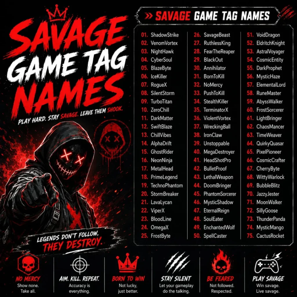 Savage Game Tag Names 🔥