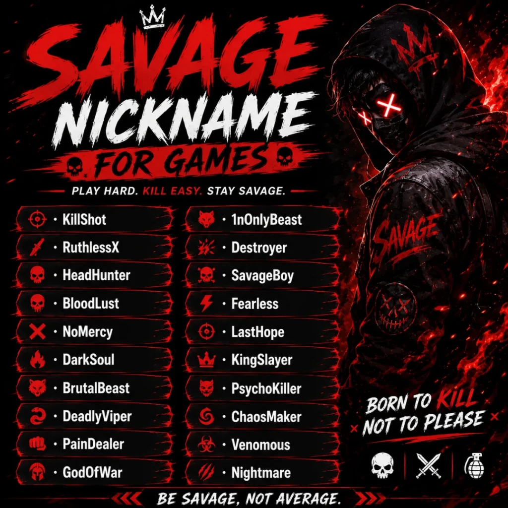 Savage Nickname for Games ๐ฅ
