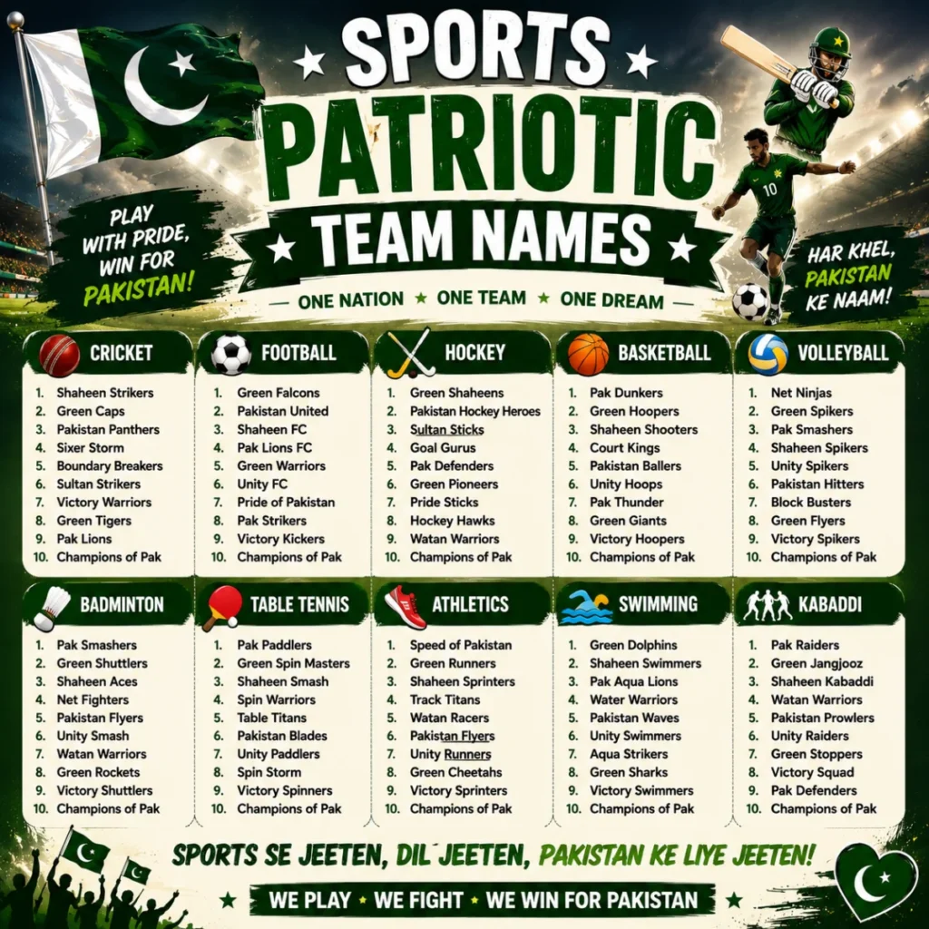 Sports Patriotic Team Names