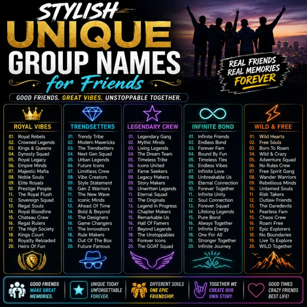 Stylish Unique Group Names for Friends ✨