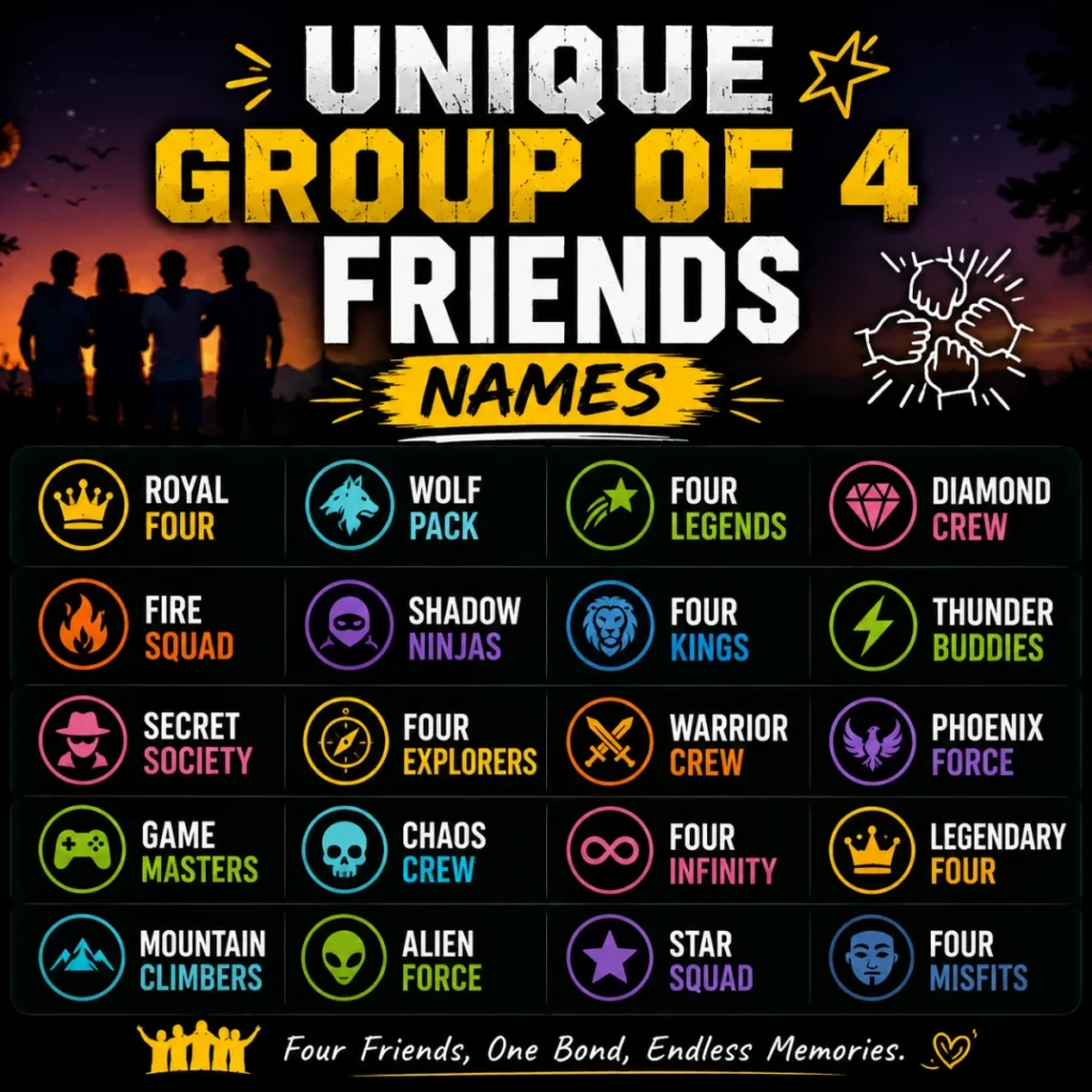 Unique Group of 4 Friends Names 🌟