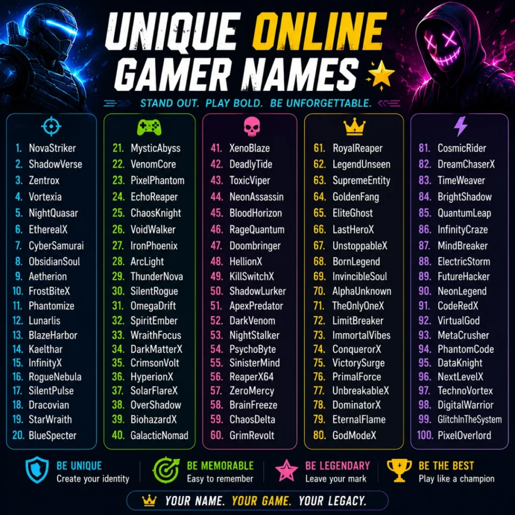 Unique Online Gamer Names ๐