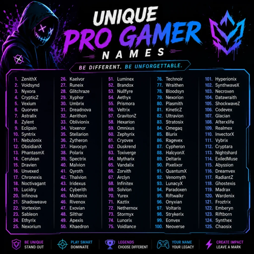 Unique pro gamer names