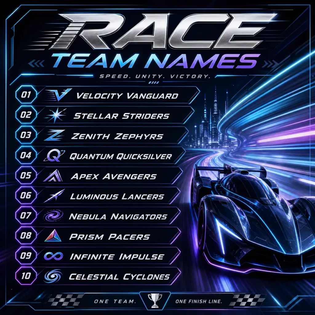 Unique Race Team Names 🌟