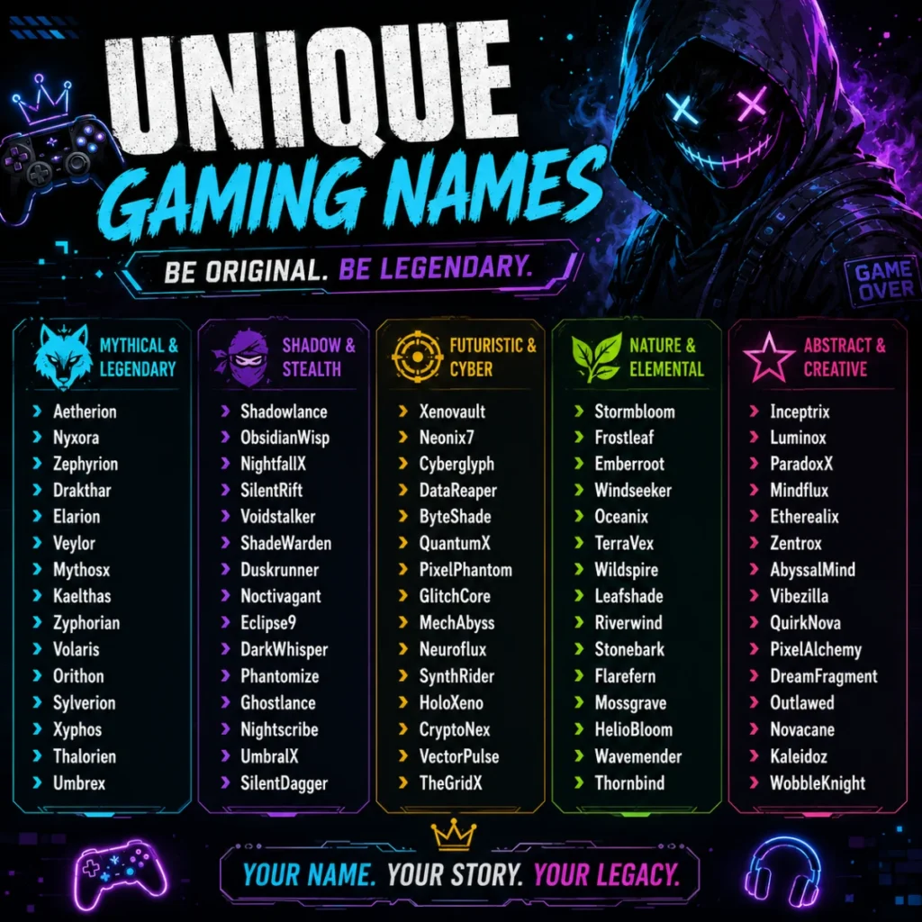 Unique gaming names