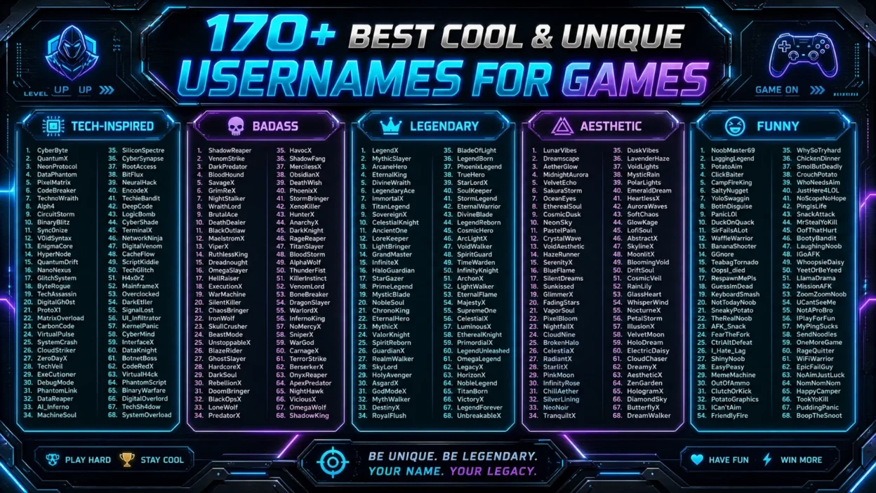 Usernames for Games