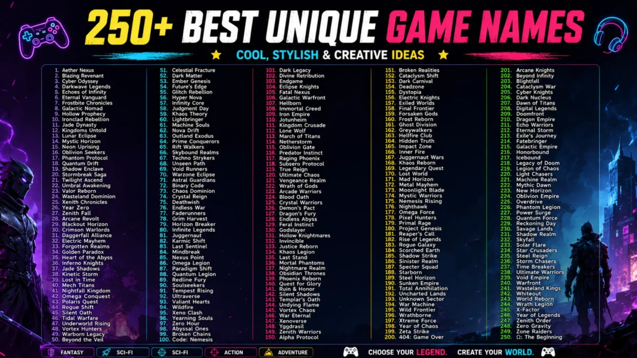Unique Game Names