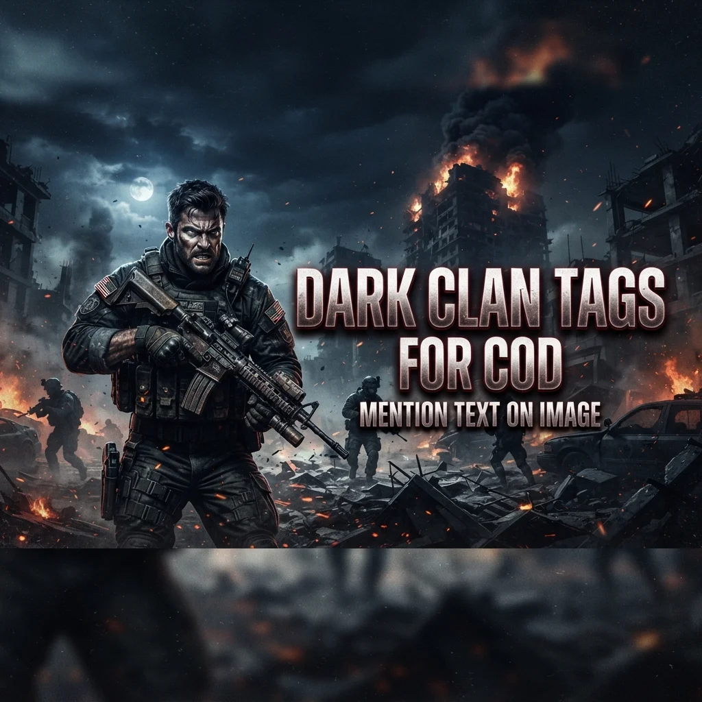 Dark Clan Tags for COD gaming image featuring mysterious Call of Duty squad tag ideas with a powerful esports style