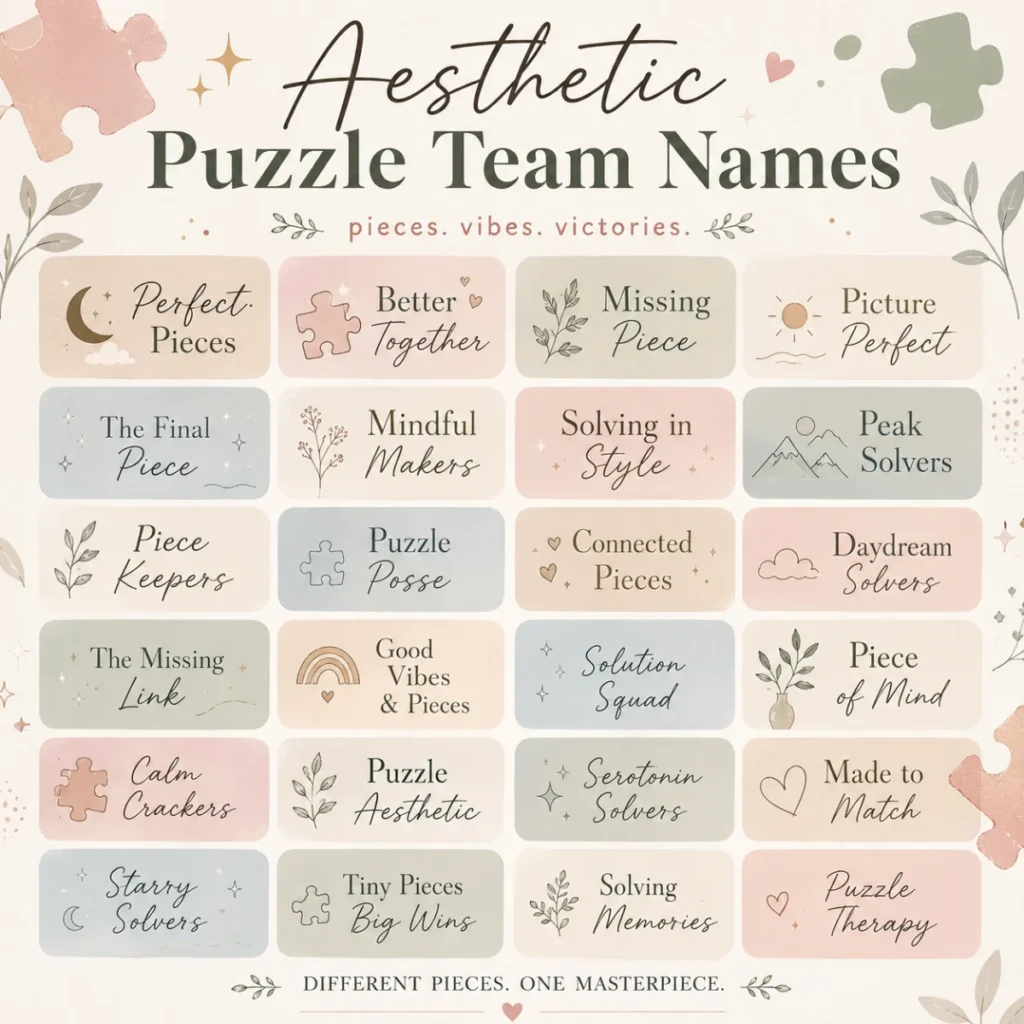Aesthetic Puzzle Team Names ✨