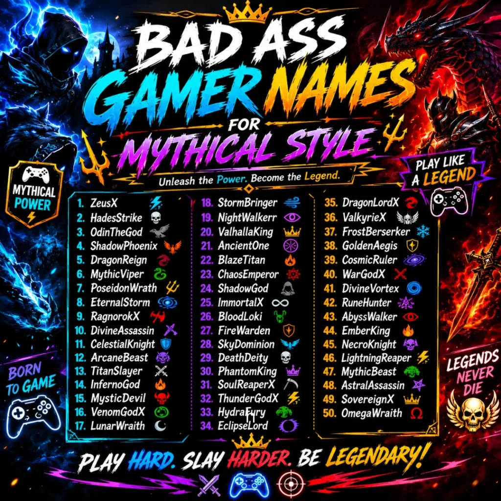 Bad Ass Gamer Names for Mythical Style