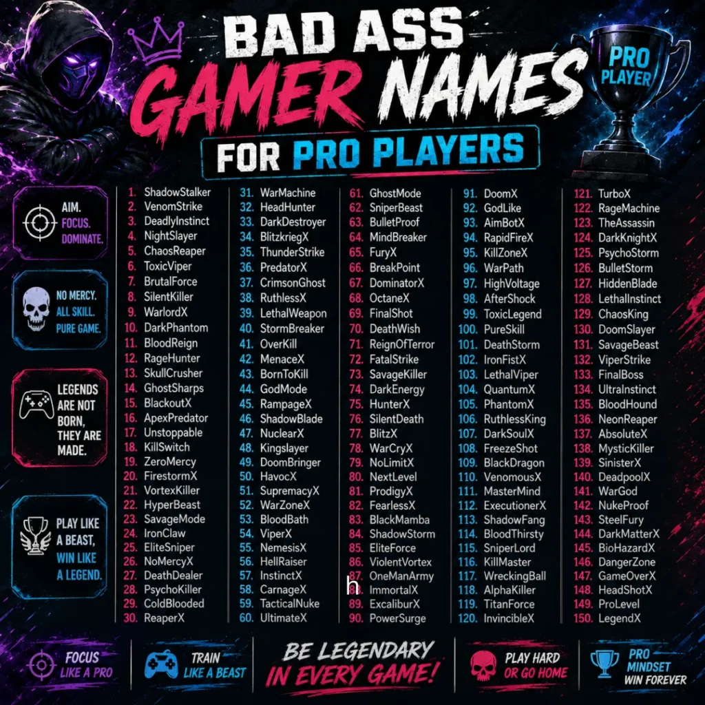 Bad Ass Gamer Names for Pro Players