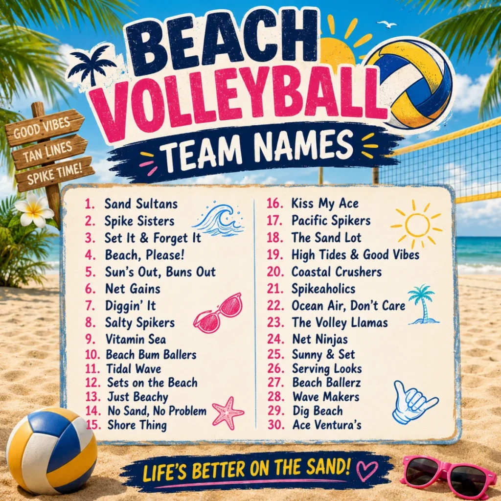 Beach Volleyball Team Names 🏖️