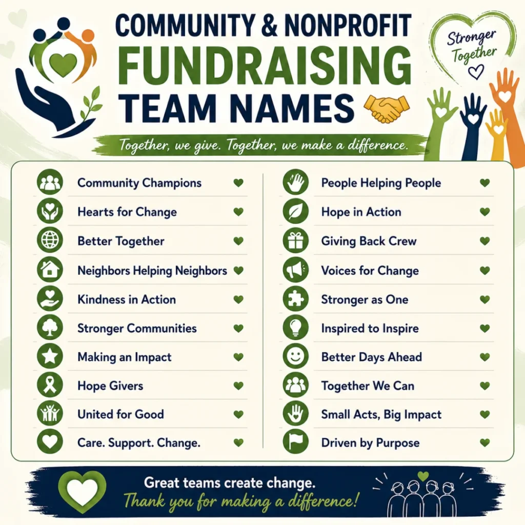 Community & Nonprofit Fundraising Team Names ๐ค