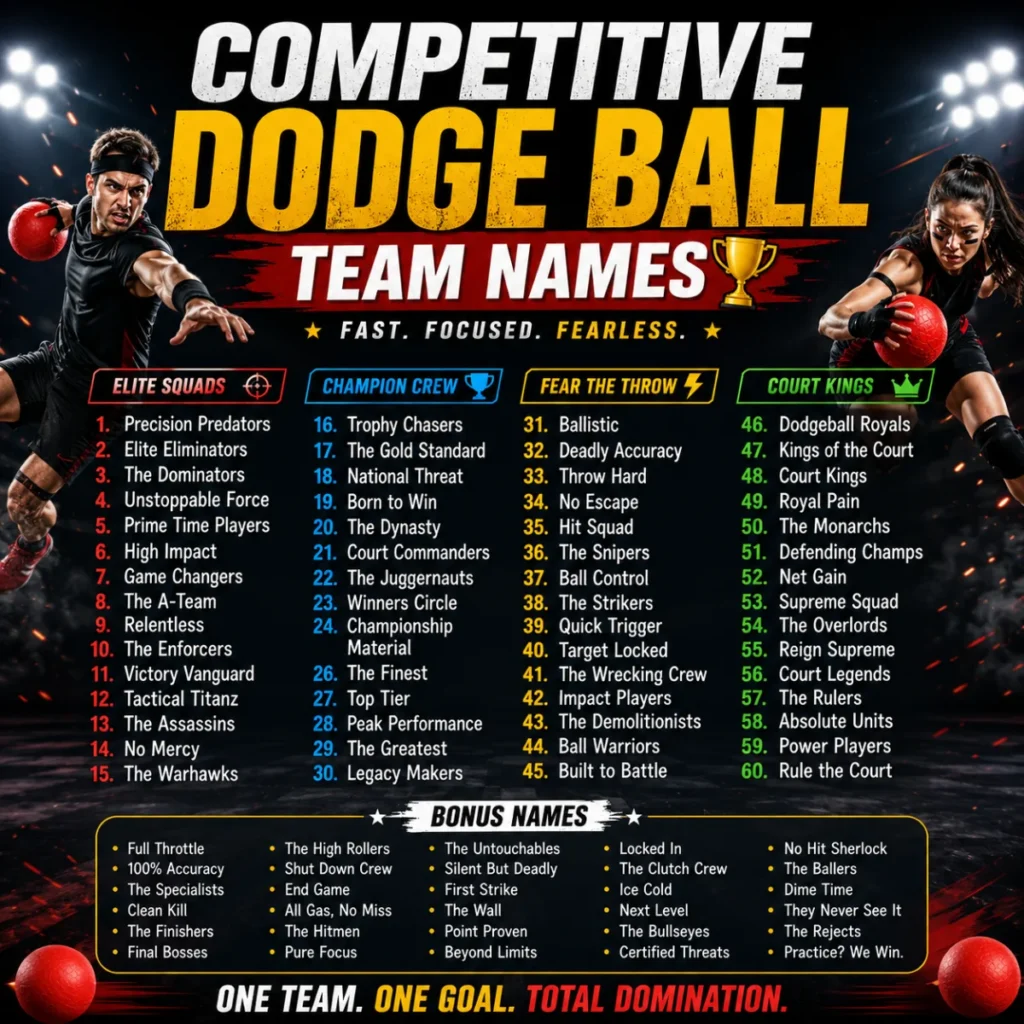 Competitive Dodge Ball Team Names 🏆