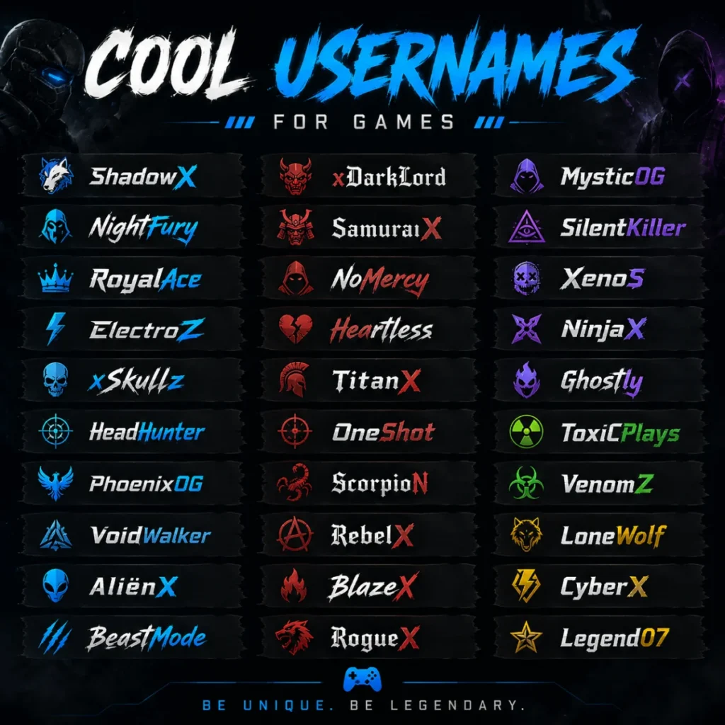 Cool Usernames for Games 😎