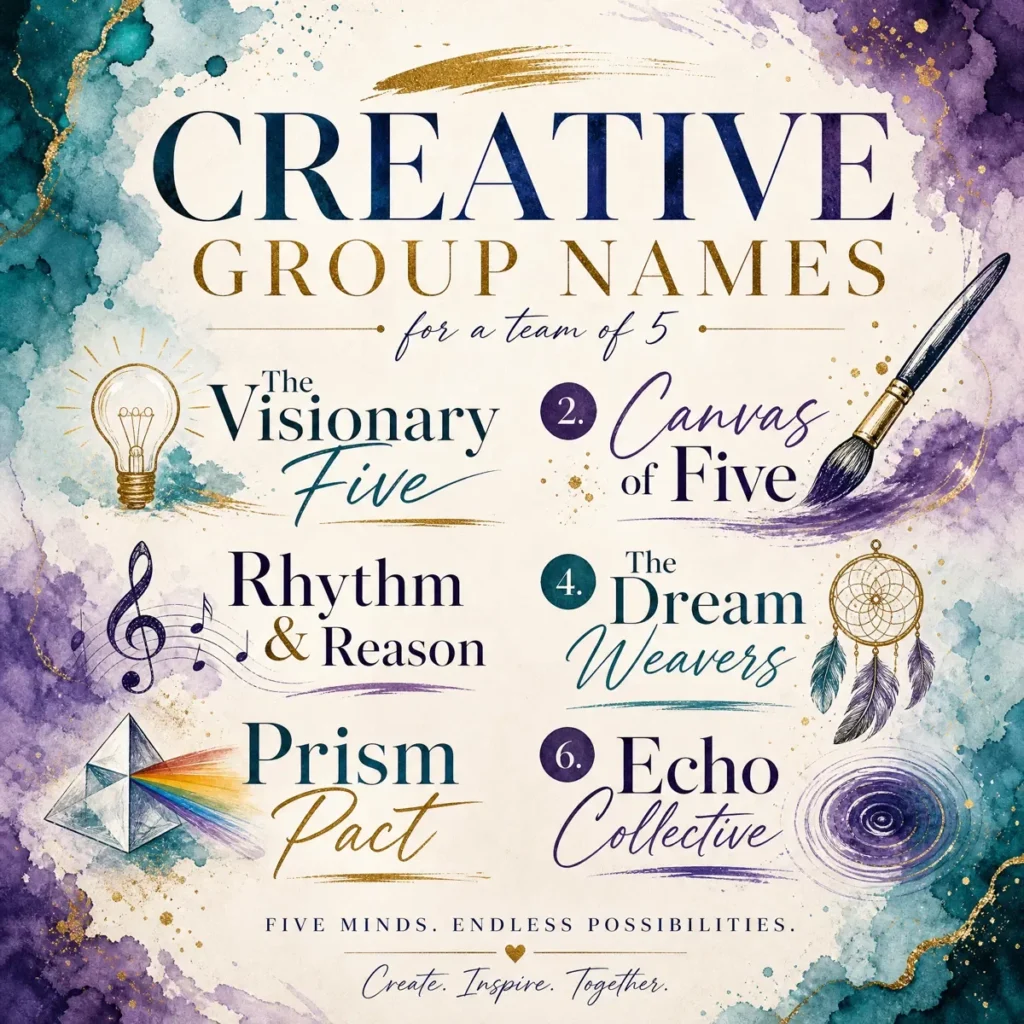 Creative Group of 5 Name Ideas 🎨
