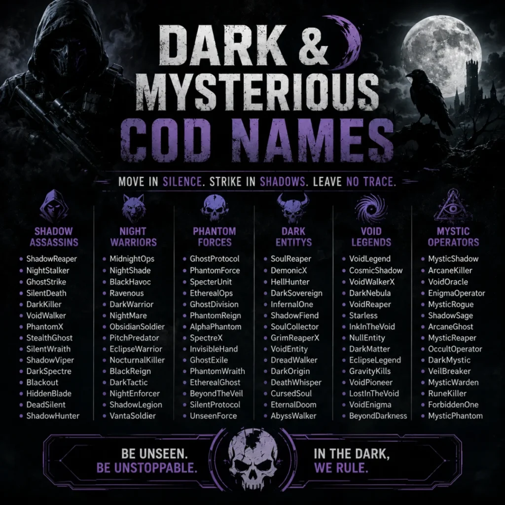 Dark & Mysterious COD Names 🌙