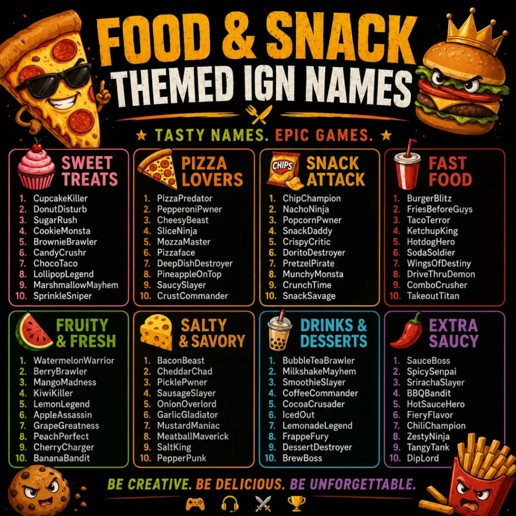 Food & Snack Themed IGN Names ๐