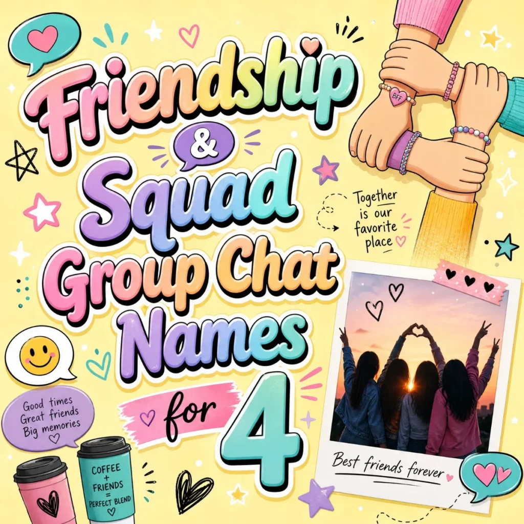 Friendship & Squad Good Group Chat Names for 4 ๐ฏ
