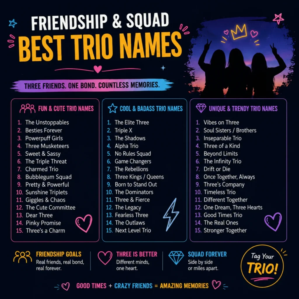 Friendship & Squad Best Trio Names 👯