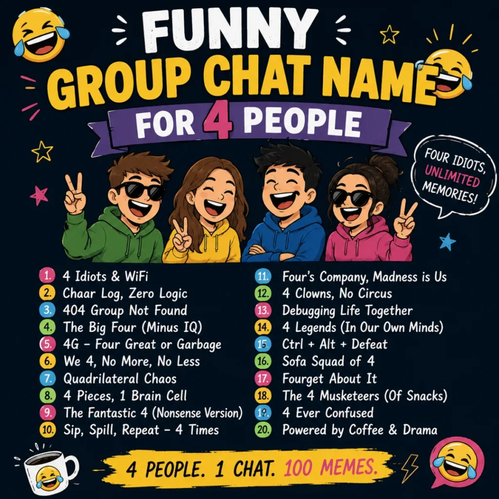 Funny Group Chat Name for 4 People 😂