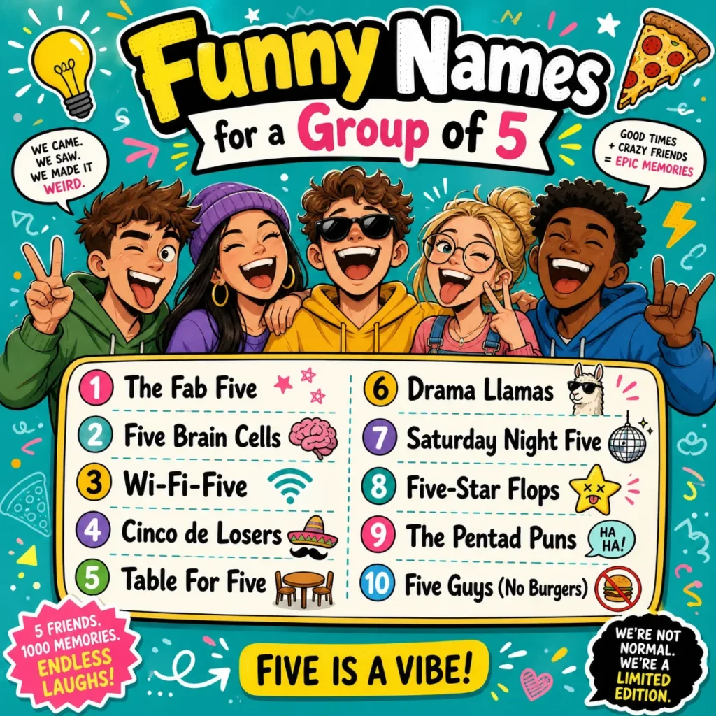Funny Group of 5 Name Ideas 😂