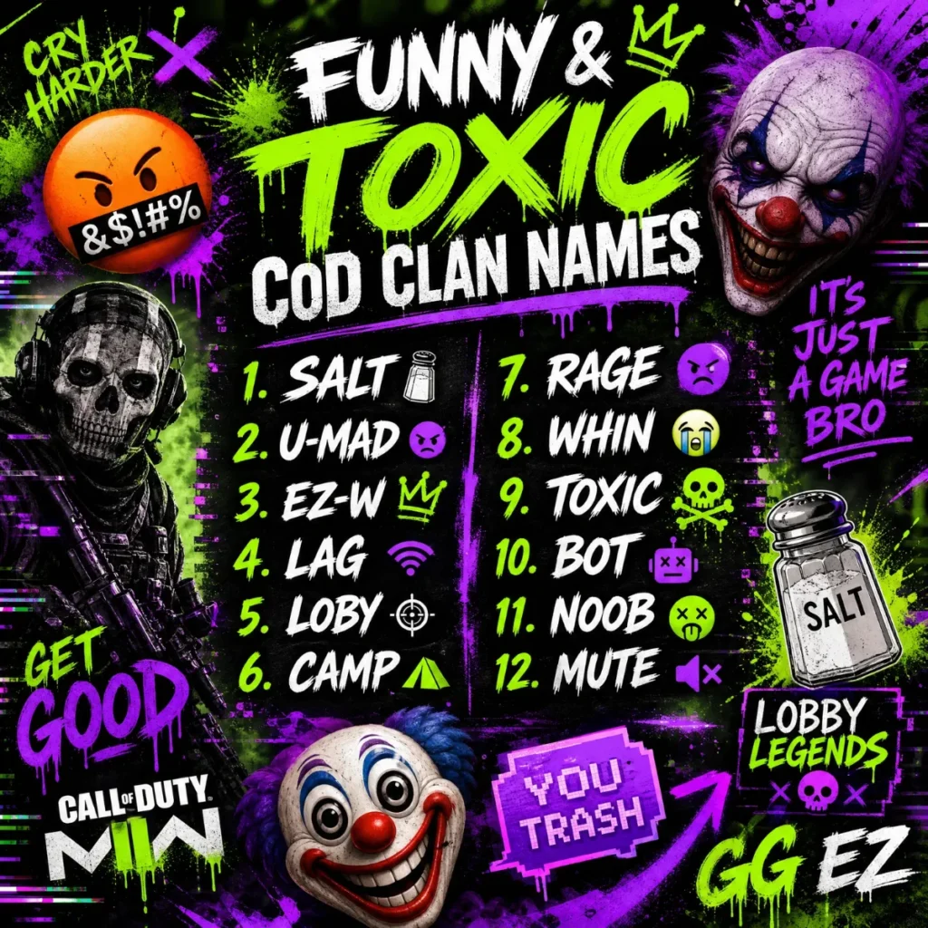 Funny & Toxic Cod Clan Names 🤬