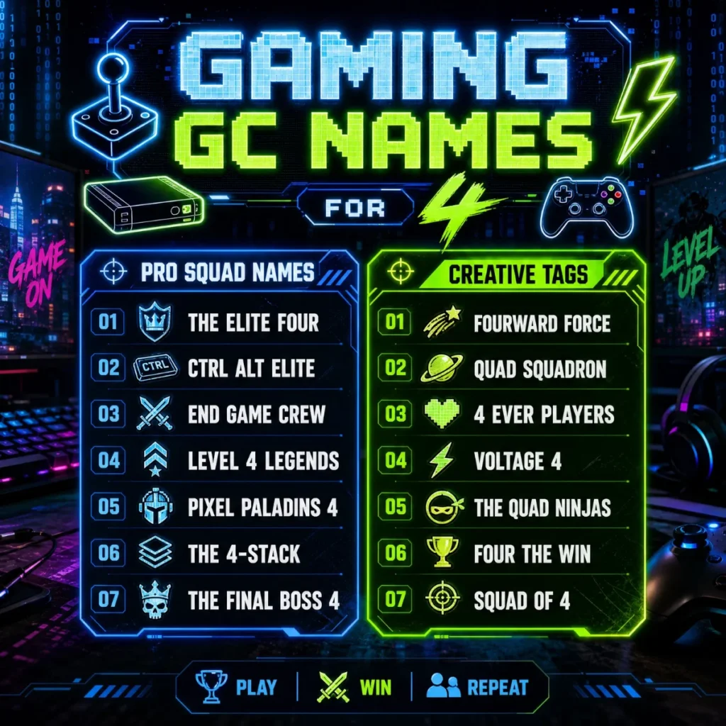 Game & Gaming GC Names for 4 🎮