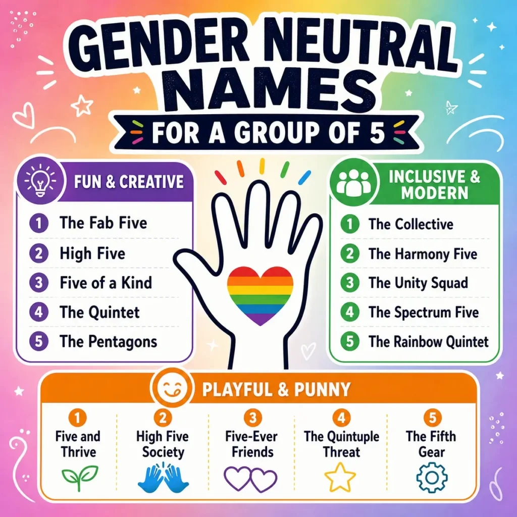 Gender Neutral Names for a Group of 5 🌈